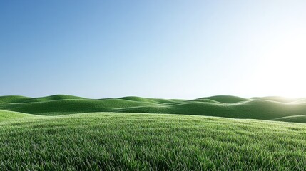 Obraz premium Sunlit Green Field Landscape
