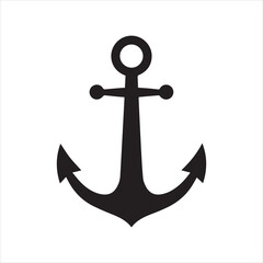 anchor icon silhoutee vector on white background 