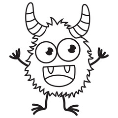 Funny stick  figure monster vector cartoon illustration