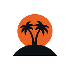 palm tree silhouette Vector on white background 
