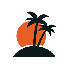 palm tree silhouette Vector on white background 
