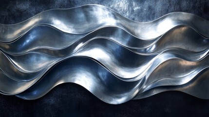 Naklejka premium Abstract Metal Wave Sculpture Design Art