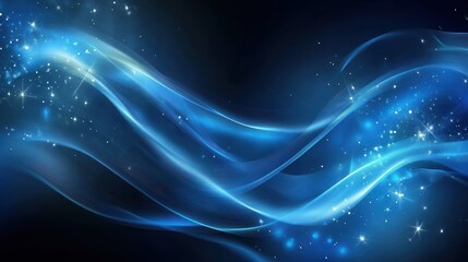 Fototapeta premium Bright blue neon triangle illuminated against a dark background creates a striking visual effect in a modern space