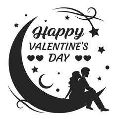 happy valentine's day silhouette vector illustration