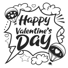 Silhouette Lettering Words Happy Valentine's Day