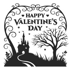 happy valentine's day silhouette vector illustration