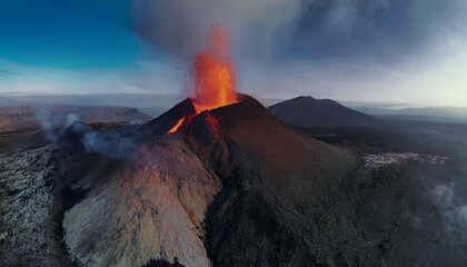 Lava flows down the slopes with raw power.  
