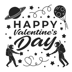 Silhouette Lettering Words Happy Valentine's Day