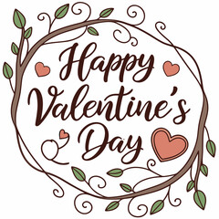 Silhouette Lettering Words Happy Valentine's Day