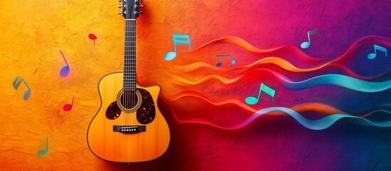 Acoustic Guitar Music Notes Abstract Art