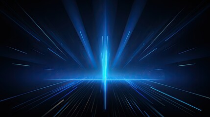 Obraz premium Abstract blue light rays emanating from a central point, creating a dynamic visual effect.
