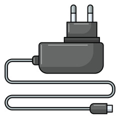 Mobile phone charger icon vector illustration, cell phone charger clip art, charger plug icon