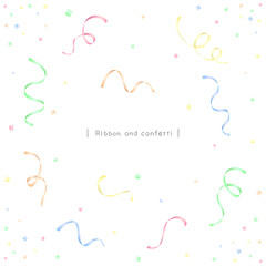 クラッカーのリボンテープと紙吹雪