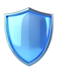 Blue and Silver Shield Icon Representing Security and Protection Isolated on White Background