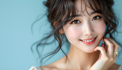 ファンタジーストーリー（ウルトラブルーの色彩を纏い、透き通るような肌を持つ女性）