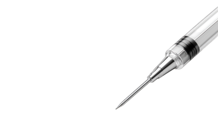 Empty syringe needle tip close-up on dark background