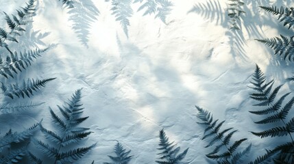 Blue Fern Shadows on a Light Textured Background