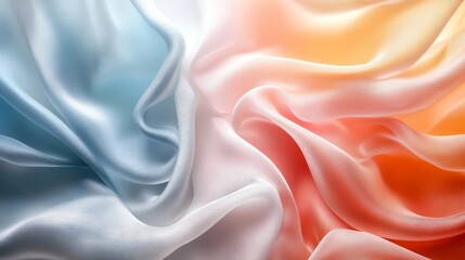 Fototapeta premium Soft Draped Fabric in Pastel Blue and Orange Hues