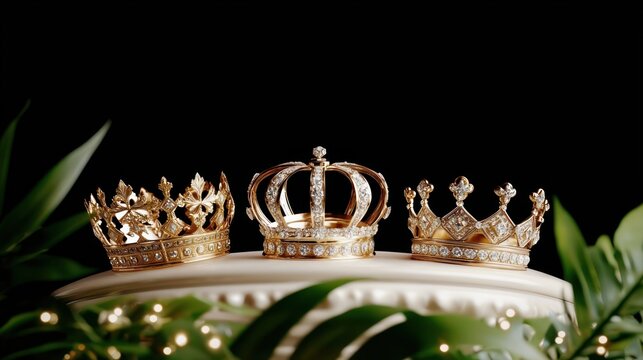 Three Gold Crowns on a Cake