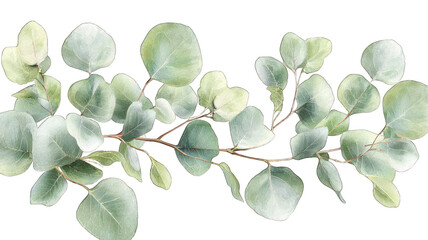 Eucalyptus branch with leaves on black, invitation border
