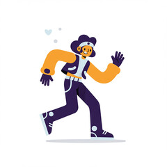 Energetic Young Woman Running Stylish Casual Wear Dynamic Pose Illustration