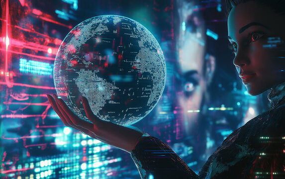 globe, technology, internet, map, earth, network, digital, computer, AI, connection, web, planet, data, software, binary, information,  science, global, world, hand, business