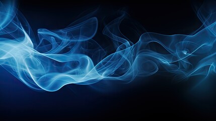 Obraz premium Ethereal blue smoke wisps flowing gracefully against a dark background.