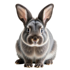 Obraz premium Gray rabbit with long whiskers and pointy ears, transparent background