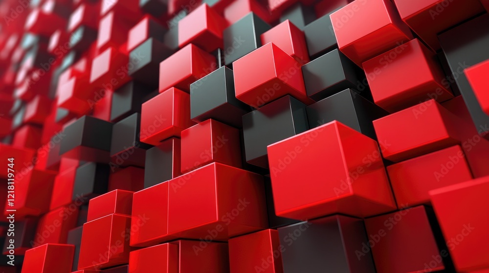 Poster 3D concept of abstract big data storage with cubes and digital grids, symbolizing the technological backbone of modern data analysis and storage