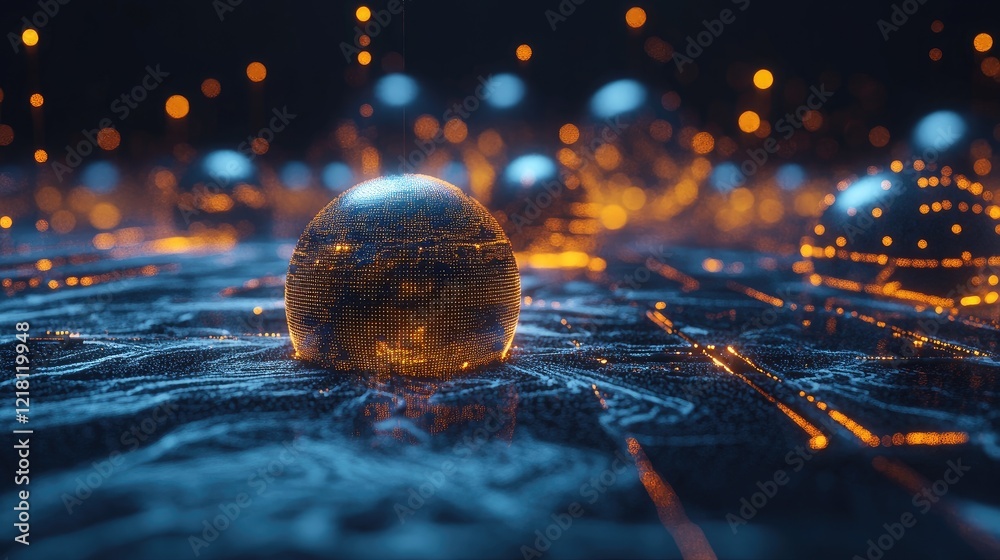 Poster A 3D CGI visualization of AI data cubes and spheres connected by glowing digital lines, symbolizing the interconnected nature of modern artificial intelligence