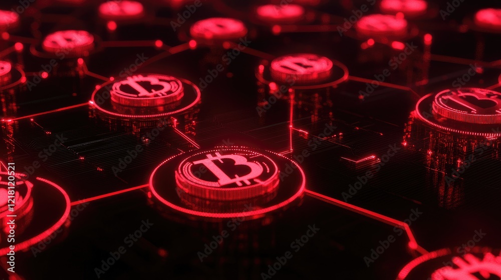 Poster A 3D render of CBDC technology with glowing digital currency symbols and blockchain connections, representing the future of government-backed digital money