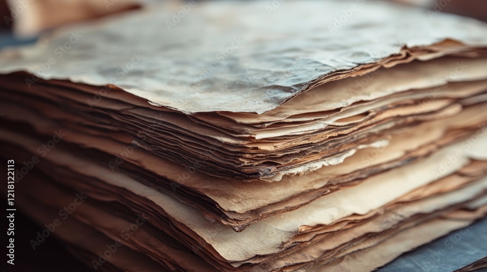 Poster a close-up of aged paper with natural wrinkles and worn edges, ideal for artistic and vintage-themed
