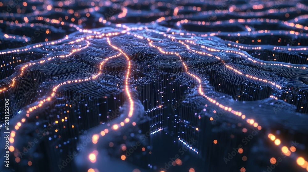 Aufkleber A close-up view of an advanced AI computer system, with intricate circuits and glowing data streams representing the power of machine learning
