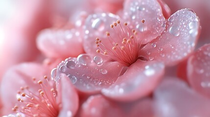 Pink Blossom Dew Drops Close Up Macro