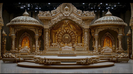 Obraz premium Magnificent Golden Palace Throne: A Royal Architectural Masterpiece