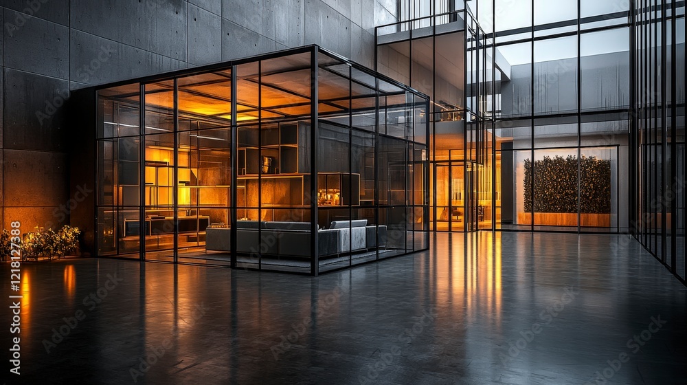 Aufkleber modern architectural space with interlocking cubes urban environment interior design showcase contem