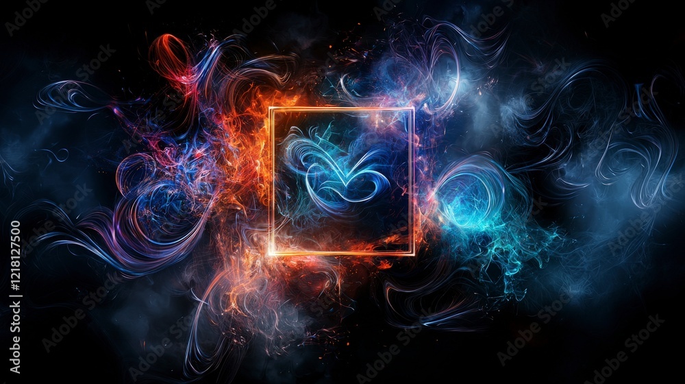 Poster abstract artistic background digital art vibrant swirls creative design nighttime unique visual conc