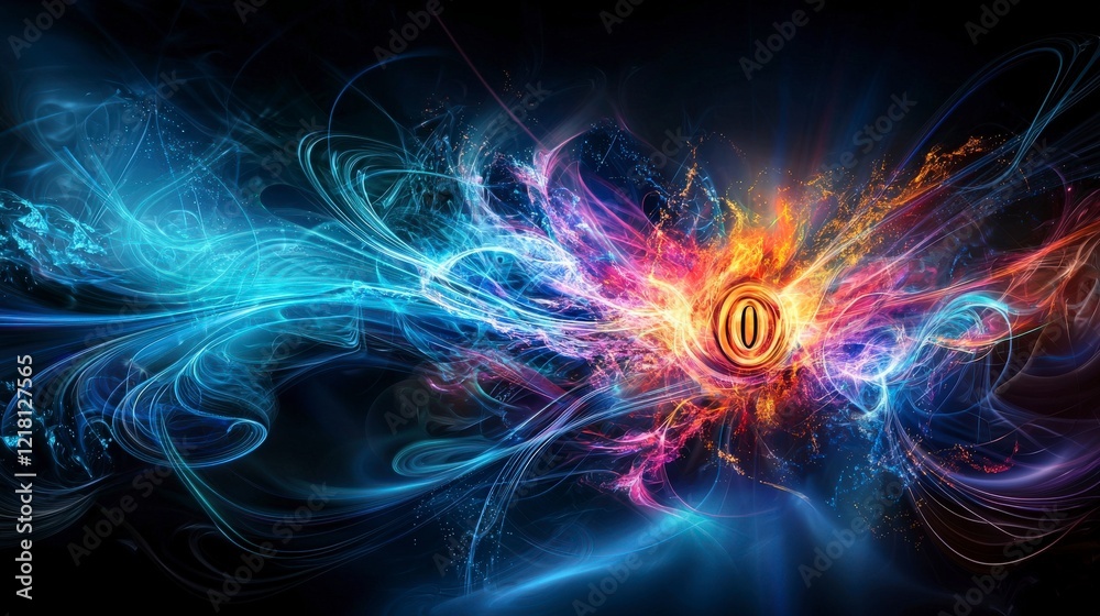 Poster vibrant abstract energy swirls digital art imaginary realm colorful background close-up view artisti