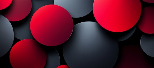 Abstract Background with Dynamic Circular Patterns in Black and Red, Creating a Bold Visual Backdrop with Geometric Design