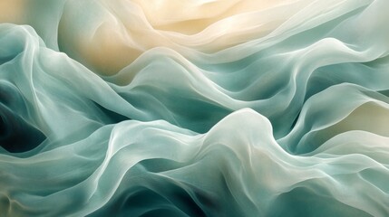 Obraz premium Soft Draped Fabric in Teal and Beige Hues