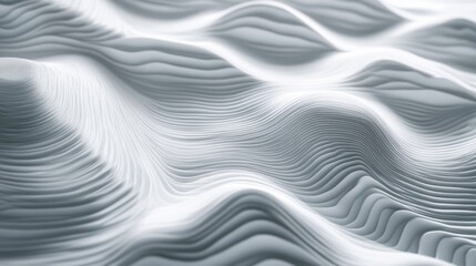 Obraz premium Abstract white wave texture, 3D rendering, flowing lines, grey background, design element