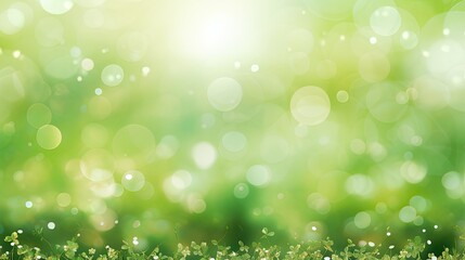 Fototapeta premium A soft-focus green background with light bokeh effects, creating a serene and natural atmosphere.