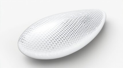 White, textured, oval object on white background.  Product design concept