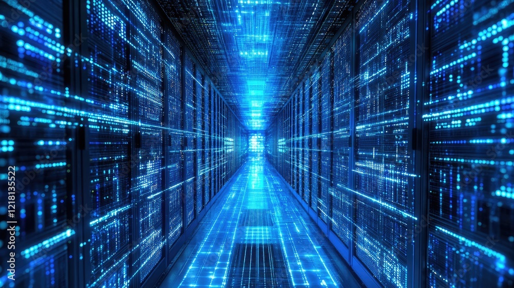 Aufkleber An abstract 3D visualization of digital data storage, processing, and AGI, representing the future of artificial intelligence and its role in data management