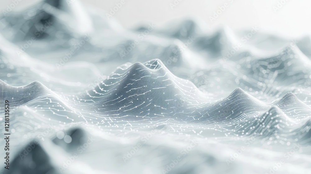 Poster An abstract 3D visualization with a digital chart and light grey background, offering a sleek and modern look for digital content and business analytics