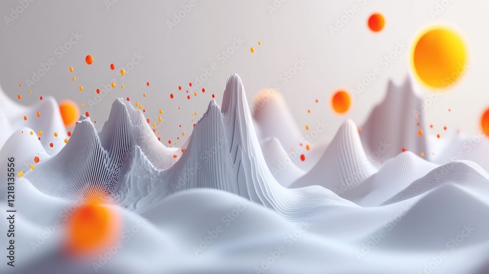 Aufkleber an abstract 3d visualization with a digital chart and light grey background, offering a sleek and mo