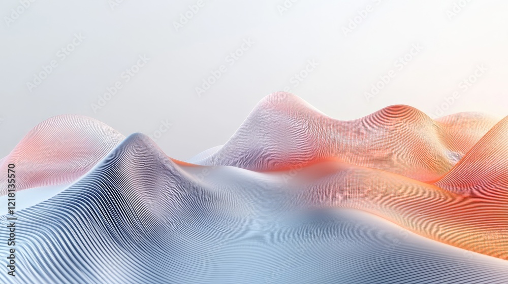 Poster An abstract 3D visualization with a digital chart and light grey background, offering a sleek and modern look for digital content and business analytics