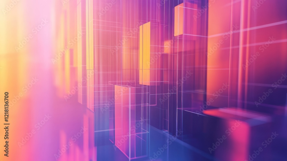Aufkleber Conceptual 3D image of an abstract chart with a blurred background and copy space, symbolizing modern data analysis and business presentations