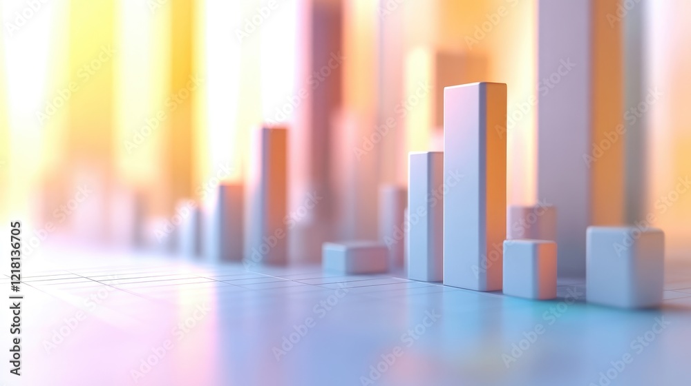 Aufkleber Conceptual 3D image of an abstract chart with a blurred background and copy space, symbolizing modern data analysis and business presentations