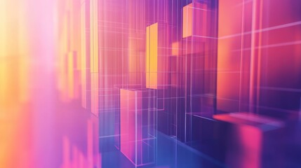 Fototapeta premium Conceptual 3D image of an abstract chart with a blurred background and copy space, symbolizing modern data analysis and business presentations